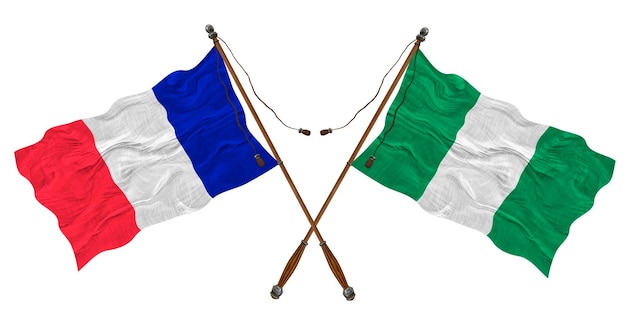 National flag of Nigeria and France Background for designers