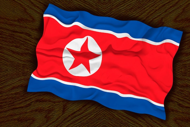 Photo national flag of north korea background with flag of north korea