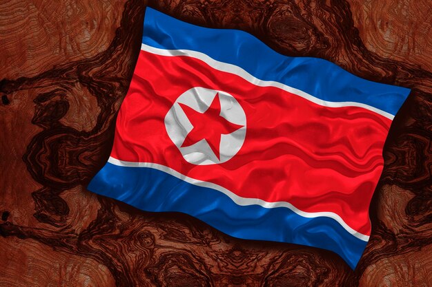 北朝鮮の国旗と北朝鮮の背景の国旗