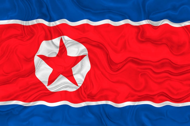 北朝鮮の国旗と北朝鮮の背景の国旗