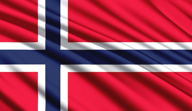 National flag of Norway Realistic silk country national colours with emblem