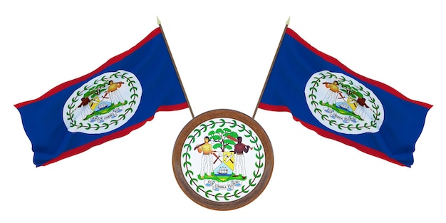 Государственный флаг и герб 3D иллюстрация Белиза Фон для редакторов и дизайнеров Национальный праздник