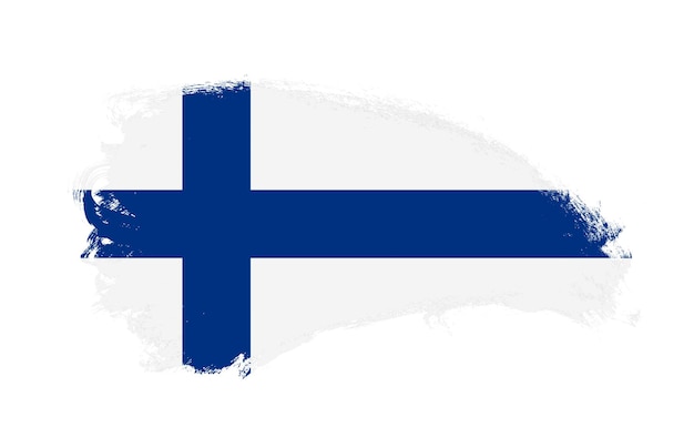 写真 分離の白にストローク ブラシで描かれたフィンランドの国旗