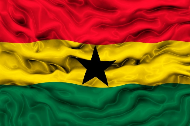 写真 ガーナの国旗と背景のガーナの国旗