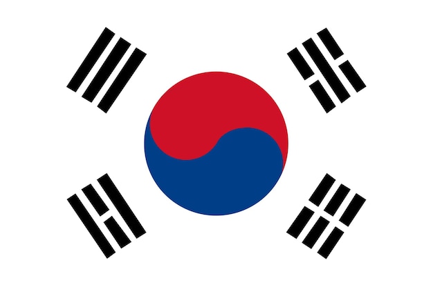 사진 한국의 국기와 함께 한국 배경의 국기