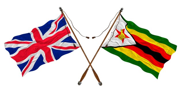 写真 ジンバブエの国旗とジンバブエの背景の国旗