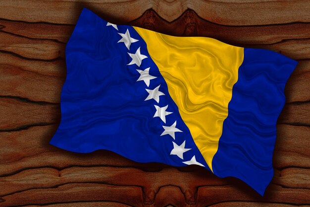 Photo national flag ofbosnia and herzegovina background with flag of bosnia and herzegovina