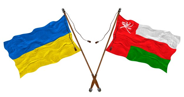 National flag of Oman and Ukraine Background for designers