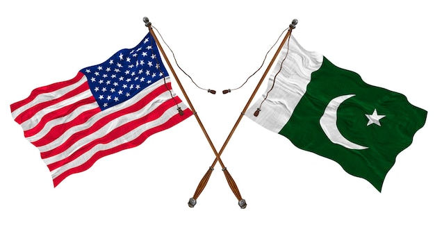 National flag of Pakistan and United States of America Background for designers