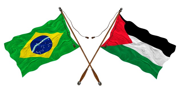 デザイナーのためのパレスチナとブラジルの背景の国旗