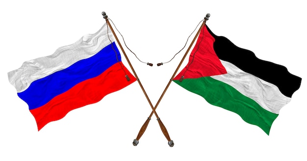 Premium Photo  National flag of palestine and russia background for  designers