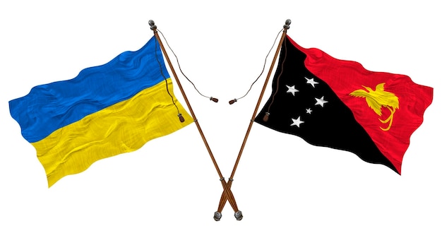 National flag of Papua New Guinea and Ukraine Background for designers