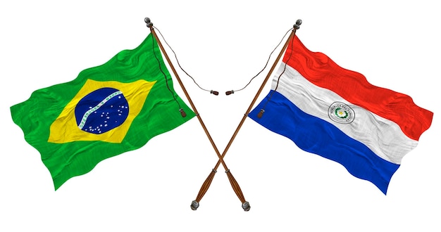 デザイナーのためのパラグアイとブラジルの背景の国旗