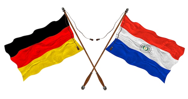 National flag of Paraguay and Germany Background for designers