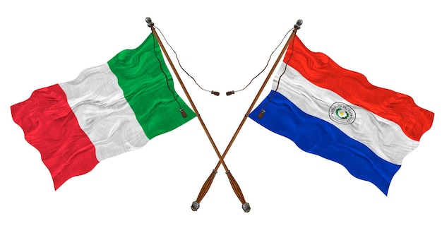 National flag of Paraguay and Italy Background for designers