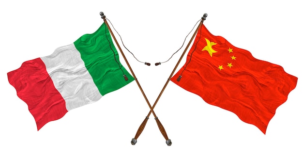 National flag of the People's Republic of China and Italy Background for designers