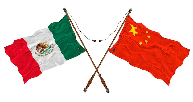 National flag of the People's Republic of China and Mexico Background for designers