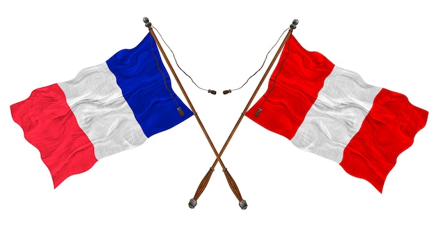 デザイナーのためのペルーとフランスの背景の国旗