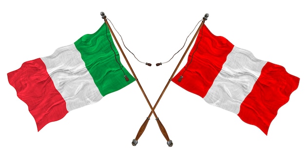 National flag of Peru and Italy Background for designers