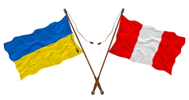 National flag of Peru and Ukraine Background for designers