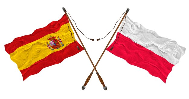 デザイナーのためのポーランドとスペインの背景の国旗