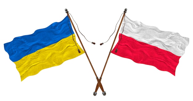 National Flag of Poland and Ukraine Background for designers