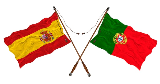 National Flag of Portugal and Spain Background for designers