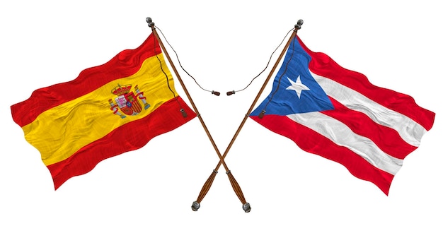 National flag of PuertoRico and Spain Background for designers