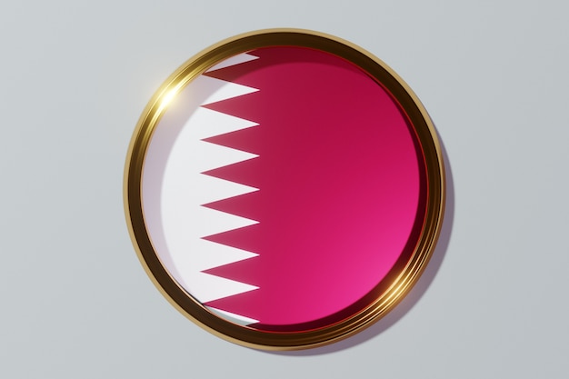 Photo the national flag of qatar in the form of a round window. flag in the shape of a circle. country icon.