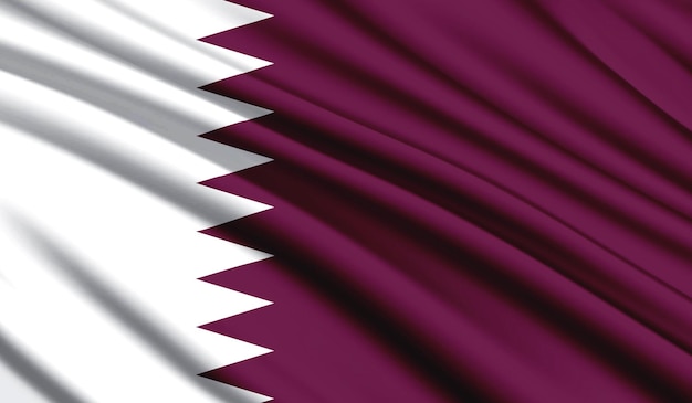 Foto bandiera nazionale del qatar colori nazionali realistici del paese di seta con emblema