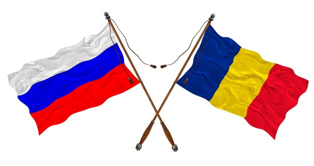 National flag of Romania and Russia Background for designers