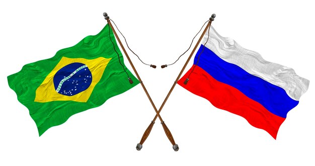 National Flag of Russia and Brazil Background for designers