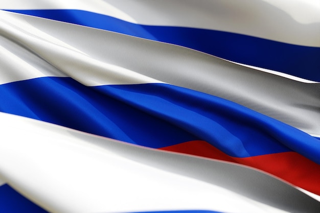 The national flag of Russia from textiles closeup in three versions soft focus