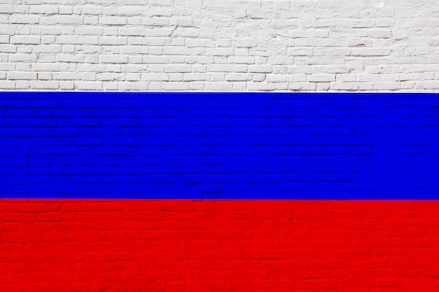 National flag of Russian federation painted on brick wall