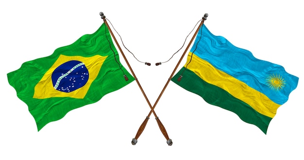 National flag of Rwanda and Brazil Background for designers