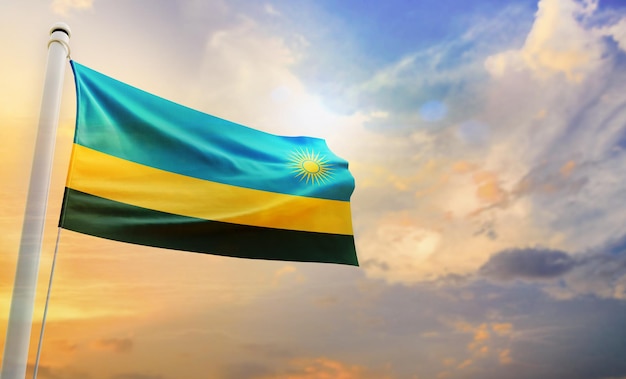 A National flag of rwanda, isolated 3d waving flag,