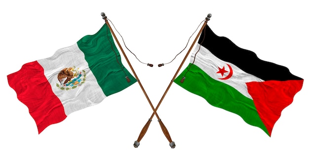 National flag of Sahrawi Arab Democratic Republic and Mexico Background for designers