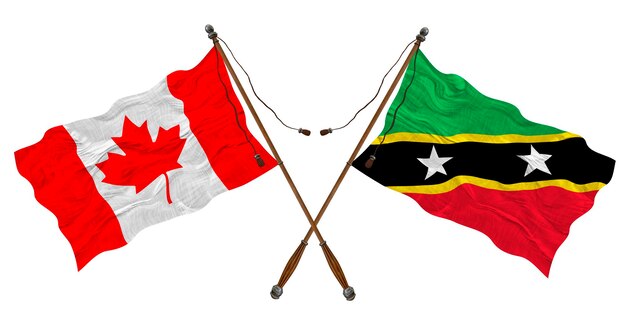 National flag of Saint Kitts and Nevis and Canada Background for designers