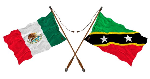 National flag of Saint Kitts and Nevis and Mexico Background for designers