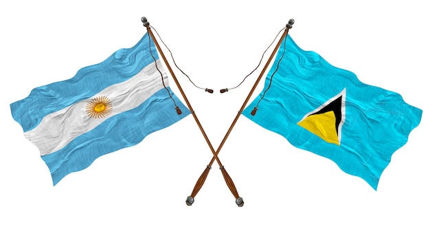 Государственный флаг Сент-Люсии и Аргентины Фон для дизайнеров