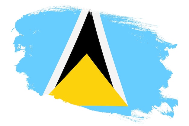 National flag of Saint Lucia on grunge stroke brush textured white background