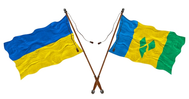 National flag of Saint Vincent and Ukraine Background for designers