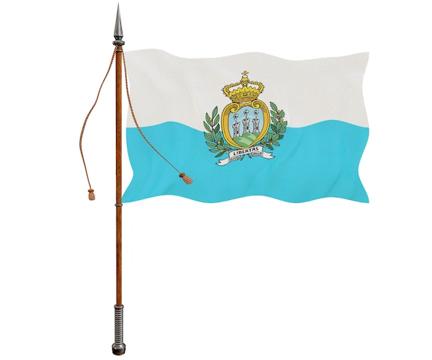 サンマリノの国旗と背景のサンマリノの国旗