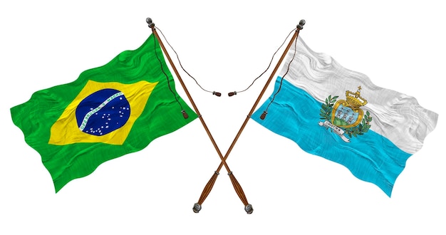 デザイナーのためのサンマリノとブラジルの背景の国旗