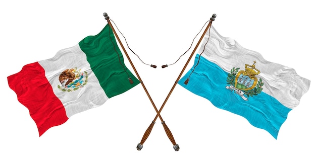 National flag of San Marino and Mexico Background for designers