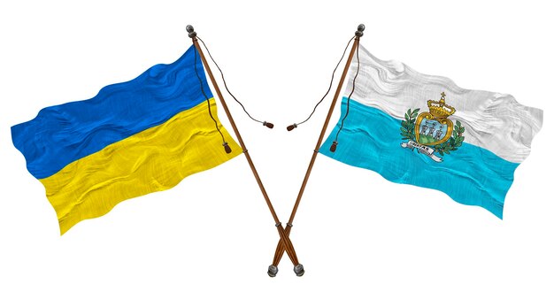 National flag of San Marino and Ukraine Background for designers