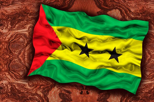 National flag of sao tome and principe background with flag of sao tome and principe