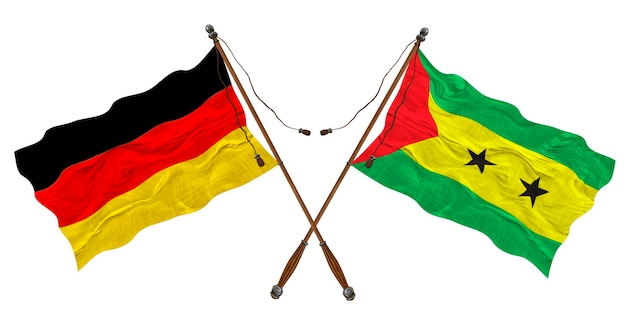 National flag of Sao tome and principe and Germany Background for designers