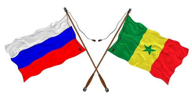 National flag of Senegal and Russia Background for designers