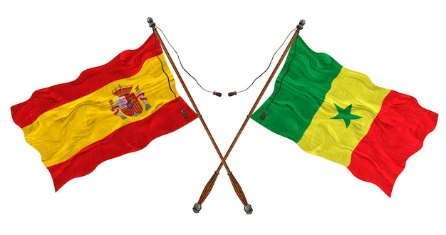 National flag of Senegal and Spain Background for designers